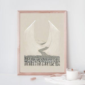 Feeding of the 5000" and "Crossing of the Red Sea" Digital Prints - Jesus Art for Christian Wall Decor MEGA BUNDLE 3 Set