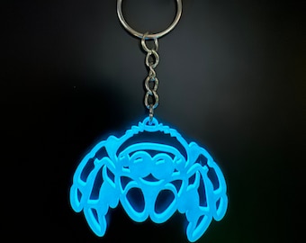 Glow Blue Jumping Spider Keychain