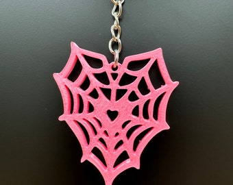 Pink Heart Web Keychain