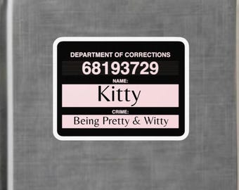 Pretty & Witty Sticker: 2"-6" Showgirl Vibes Sticker Packs | Kitty 'Mugshot' Stickers