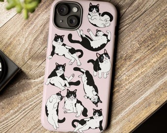 Tuxedo Cat Custom Phone Case: 6 Different Colors, 7 Eye Colors | iPhone, Samsung, & Google Pixel