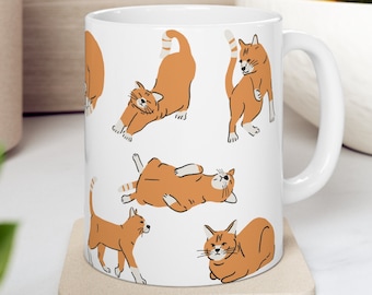 Chill Orange Tabby Cat Mug Black Outline Version 11oz and 15oz Cat Mugs Orange Cat Mug Orange Cat Gift Ginger Cat Mug