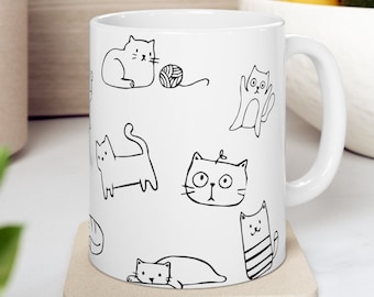 Taza con meme divertido de gato (325 ml y 445 ml). Regalo ideal para amantes de los gatos. Regalo perfecto para nuevas mamás amantes del café. Regalo para el Día de la Madre.