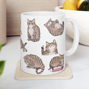 Funny Brown Tabby Cat Mug | 11oz and 15oz Mugs | Brown Tabby Cats | Crazy Cat Lady | Cat Dad Mug Gift | Tabby Cat Mugs