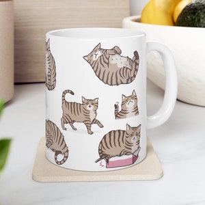 Funny Brown Tabby Cat Mug | 11oz and 15oz Mugs | Brown Tabby Cats | Crazy Cat Lady | Cat Dad Mug Gift | Tabby Cat Mugs