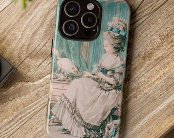 18th Century Victorian Cat Phone Case~ Teal Vs. ~ Rococo Style Painting | Samsung & iPhone Cases