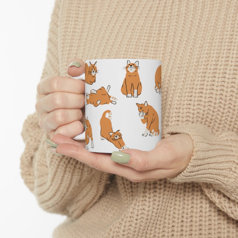 Chill Orange Tabby Cat Mug Black Outline Version 11oz and 15oz Cat Mugs Orange Cat Mug Orange Cat Gift Ginger Cat Mug image 5