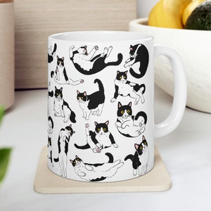 Black and White Tuxedo Cat Coffee Mug 11oz and 15oz Cat Mugs Tuxedo Cat Gift for Tuxedo Cat Gifts Black and White Cat Mug Tuxedo Custom Mug