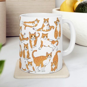 Funny Orange Tabby Cat Mug Black Outline Ver 11oz and 15oz Mugs Ginger Tabby Cats Gift For Her Orange Cat Mugs Orange Tabby Cat Gift for Mom
