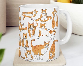 Funny Orange Tabby Cat Mug Black Outline Ver 11oz and 15oz Mugs Ginger Tabby Cats Gift For Her Orange Cat Mugs Orange Tabby Cat Gift for Mom