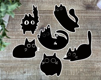 Funny Black Cat Stickers | 2”-6” Black Cats ~ Silly Cat Decals