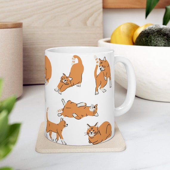 Chill Orange Tabby Cat Mug Black Outline Version 11oz and 15oz Cat Mugs Orange Cat Mug Orange Cat Gift Ginger Cat Mug