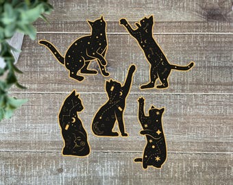 Starry Cat Stickers | 2”-6” Cute Cosmic Cats ~ Space Art & Cat Lover Gift