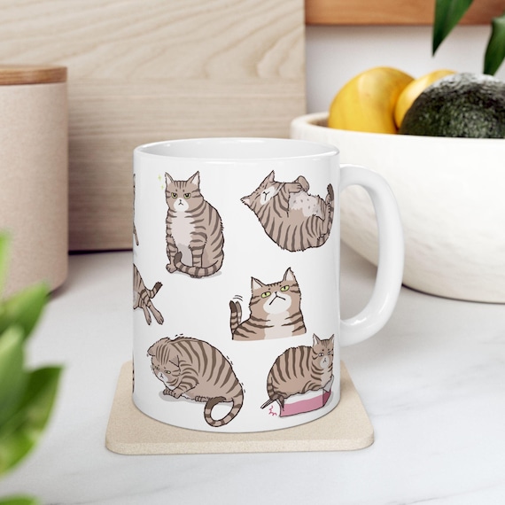 Funny Brown Tabby Cat Mug | 11oz and 15oz Mugs | Brown Tabby Cats | Crazy Cat Lady | Cat Dad Mug Gift | Tabby Cat Mugs