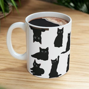 Adorable Black Cat Mug 11oz and 15oz Black Cats Mug What Black Cat Mugs Black Cat Cute Cat Mug Gift for Cat Lover Cat Dad Gift Funny Cat Mug