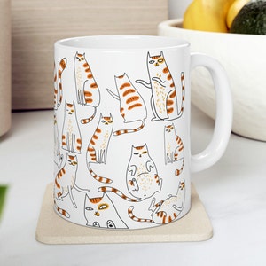 Funny Meme Orange Tabby Cat Mug 11oz & 15oz Coffee Cat Cups Gift for Her Cat Lover Gifts for Ginger Cat Mom Cat Dad Cup Gift for Cat Lover