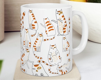 Funny Meme Orange Tabby Cat Mug 11oz & 15oz Coffee Cat Cups Gift for Her Cat Lover Gifts for Ginger Cat Mom Cat Dad Cup Gift for Cat Lover