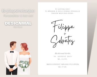 Bryllupsinvitasjon "Sokrates & Filippa" - design mal, digital fil