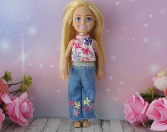Handmade clothes for 1/6 scale kids dolls, 5.5 inch dolls- JEANS PANTS