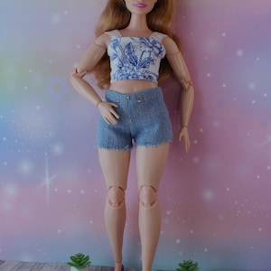 Handmade clothes for 1/6 scale dolls, 11&#39;5 inch dolls,curvy dolls- TOP or Jeans Shorts