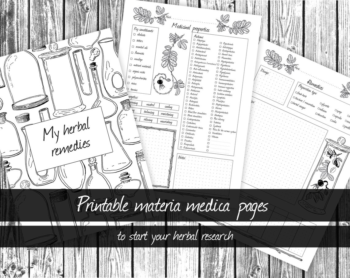 Materia Medica Template Herbal Journal Herbalist Pages Etsy