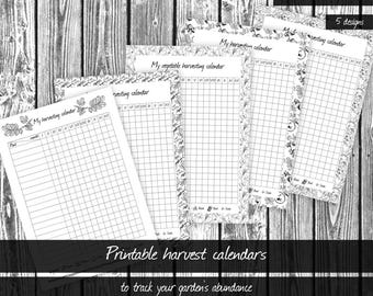 Calendario de cosecha, planificador de jardín imprimible, rastreador de cosecha, diario de jardinería, páginas de herbolario, calendario perpetuo, descarga instantánea
