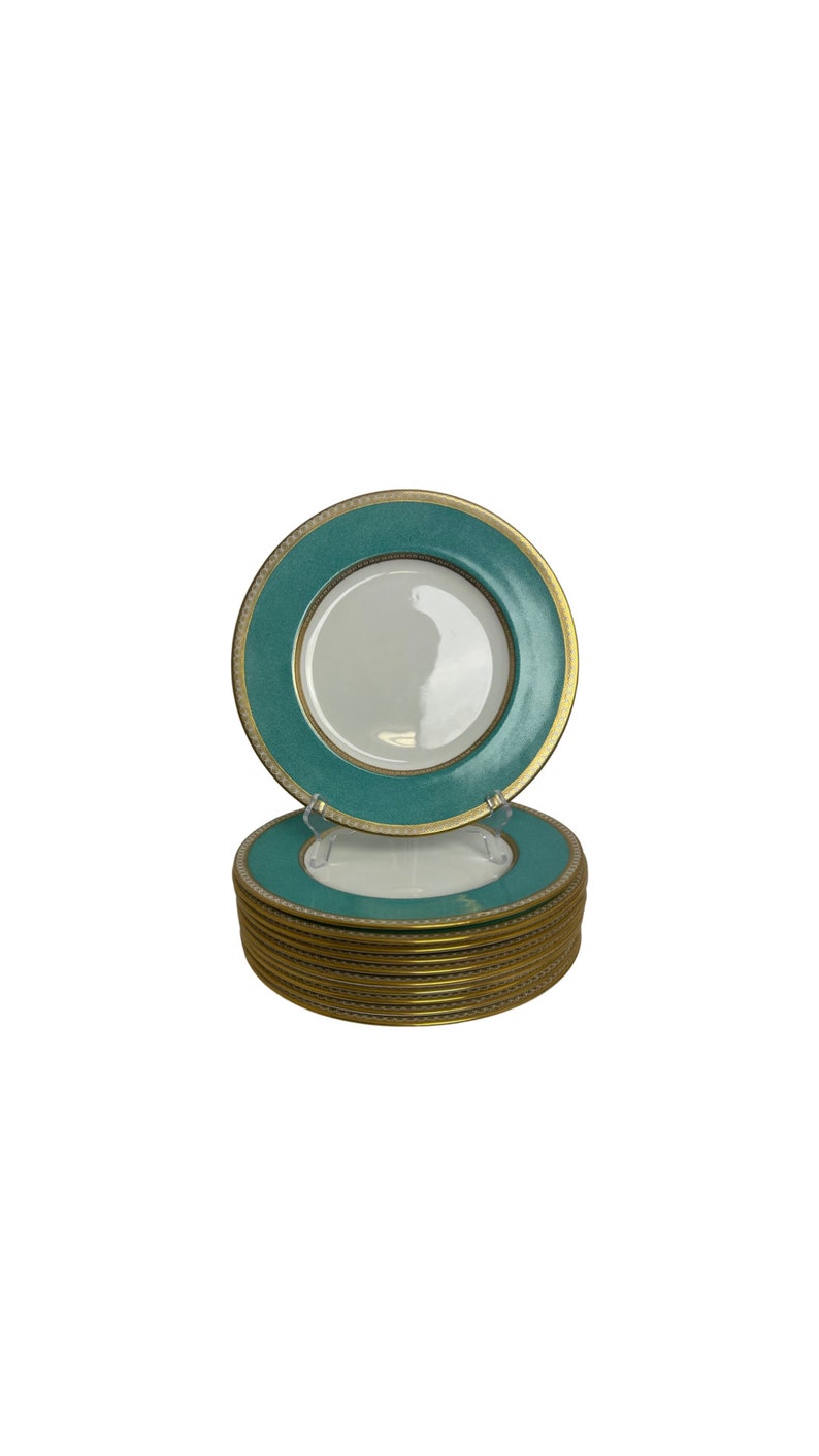 Wedgwood Ulander Powder Turquoise Dinner Plates Set of 11 Etsy