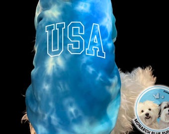 Tie Dye Dog Hoodie: USA Patriotic Pup Sweatshirt