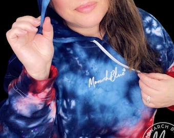 Hand Tie-Dyed USA Hoodie: Red, White, and Blue Unisex Fit