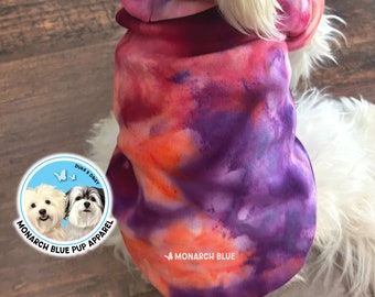 Tie Dye Dog Hoodie: Cotton-Blend Pet Sweatshirt with Leash Slot