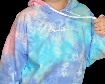 Hand Tie-Dyed Cotton Candy Hoodie: Unisex Cozy Sweatshirt