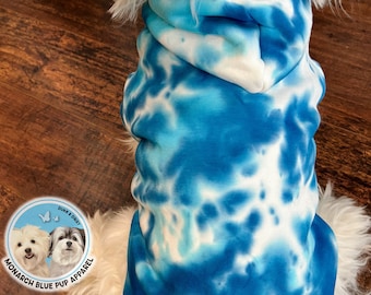 Hand Tie-Dyed Dog Hoodie: Sky Pup Pet Sweatshirt