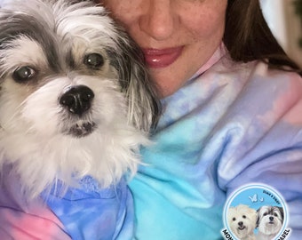 Tie Dye Dog Hoodie: Cotton Candy Pet Sweatshirt with Leash Slot