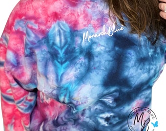 Handmade Blue Crush Tie Dye Sweatshirt - Women's Cozy Crewneck