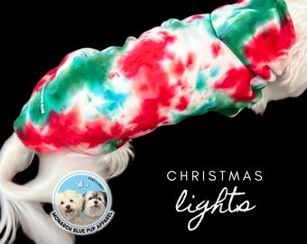 Christmas Lights Tie Dye Dog Hoodie: Holiday Pet Gift