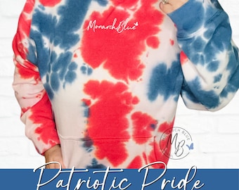 Hand Tie-Dyed Patriotic Hoodie: Red, White & Blue USA Pride