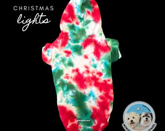 Christmas Lights Tie Dye Dog Hoodie: Holiday Pet Gift