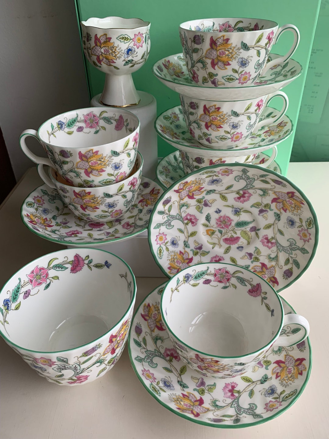 Minton HADDON HALL Green Bone China Tea Set Made in England Etsy UK