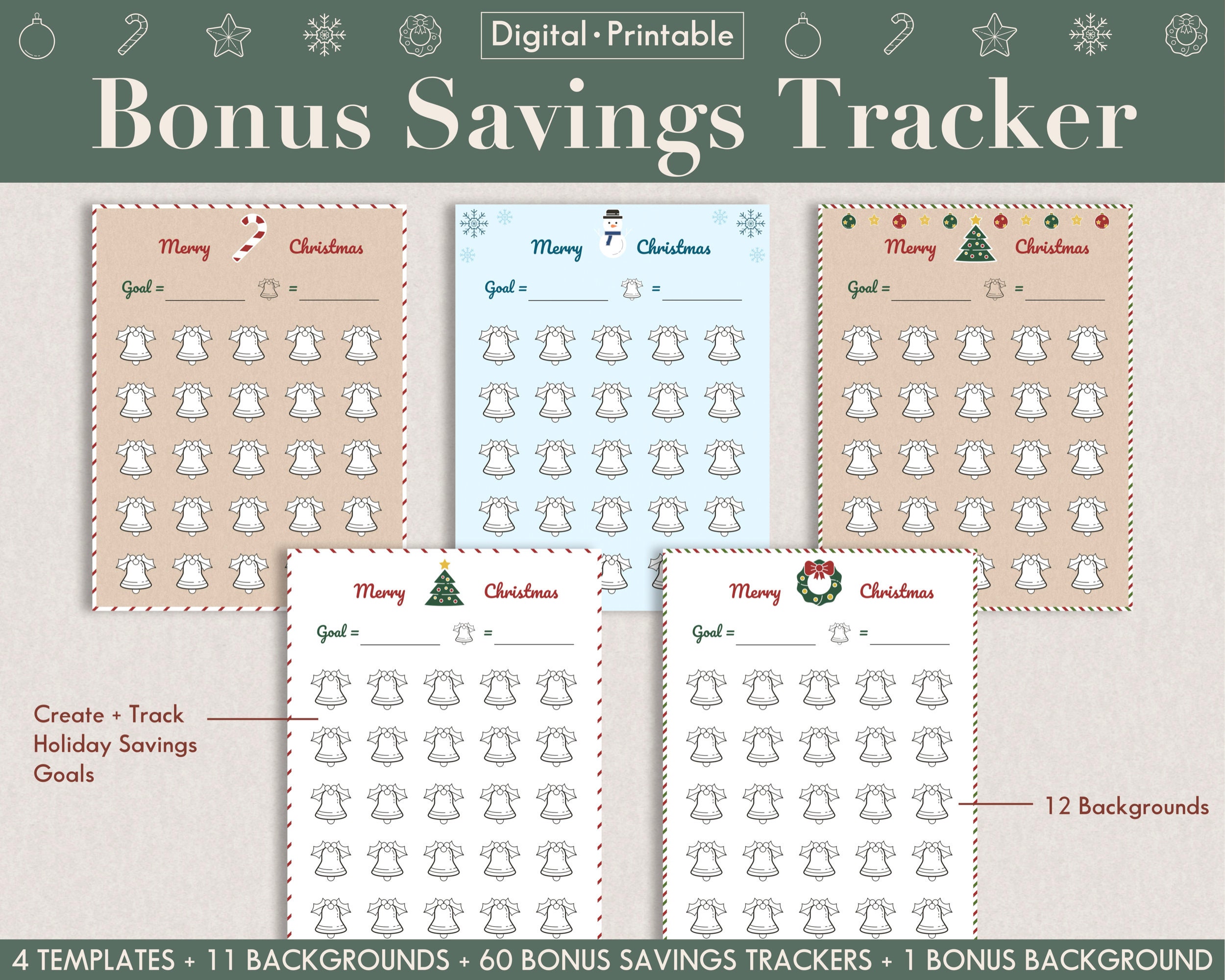 Digital Holiday Gift Tracker Printable Christmas Planner With Saving ...