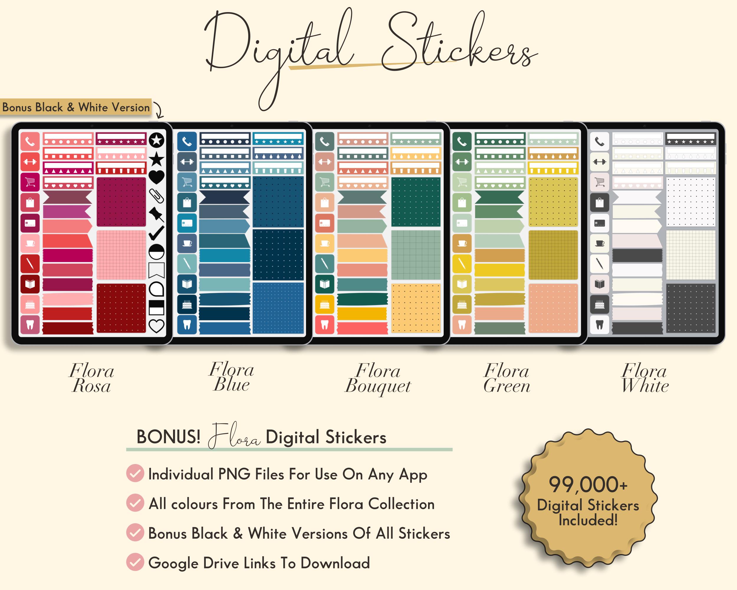 Floral Digital Planner Bundle Goodnotes Undated Monthly Budget Planner ...