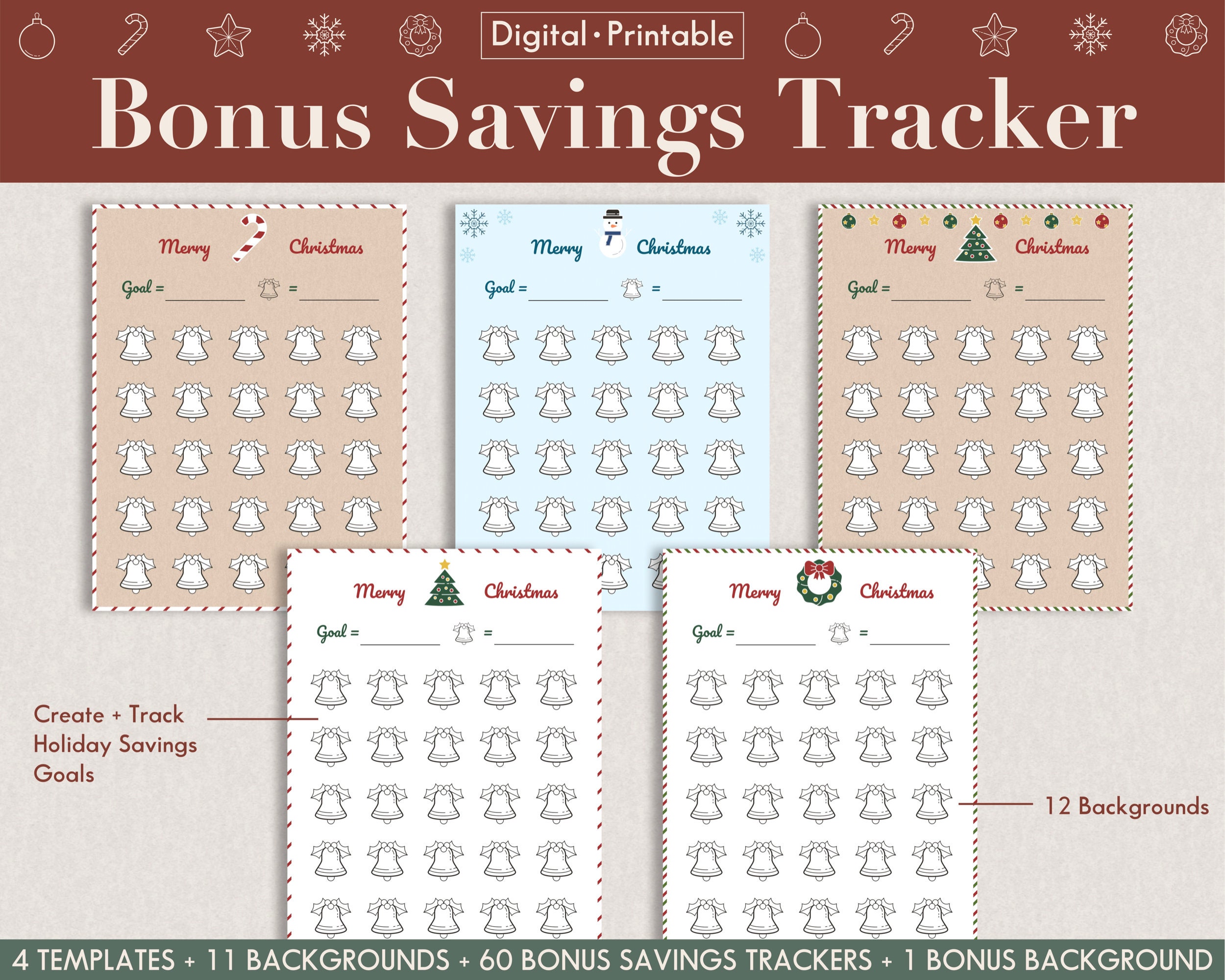 Printable Christmas Gift Tracker Digital Savings Goal Tracker Shopping ...