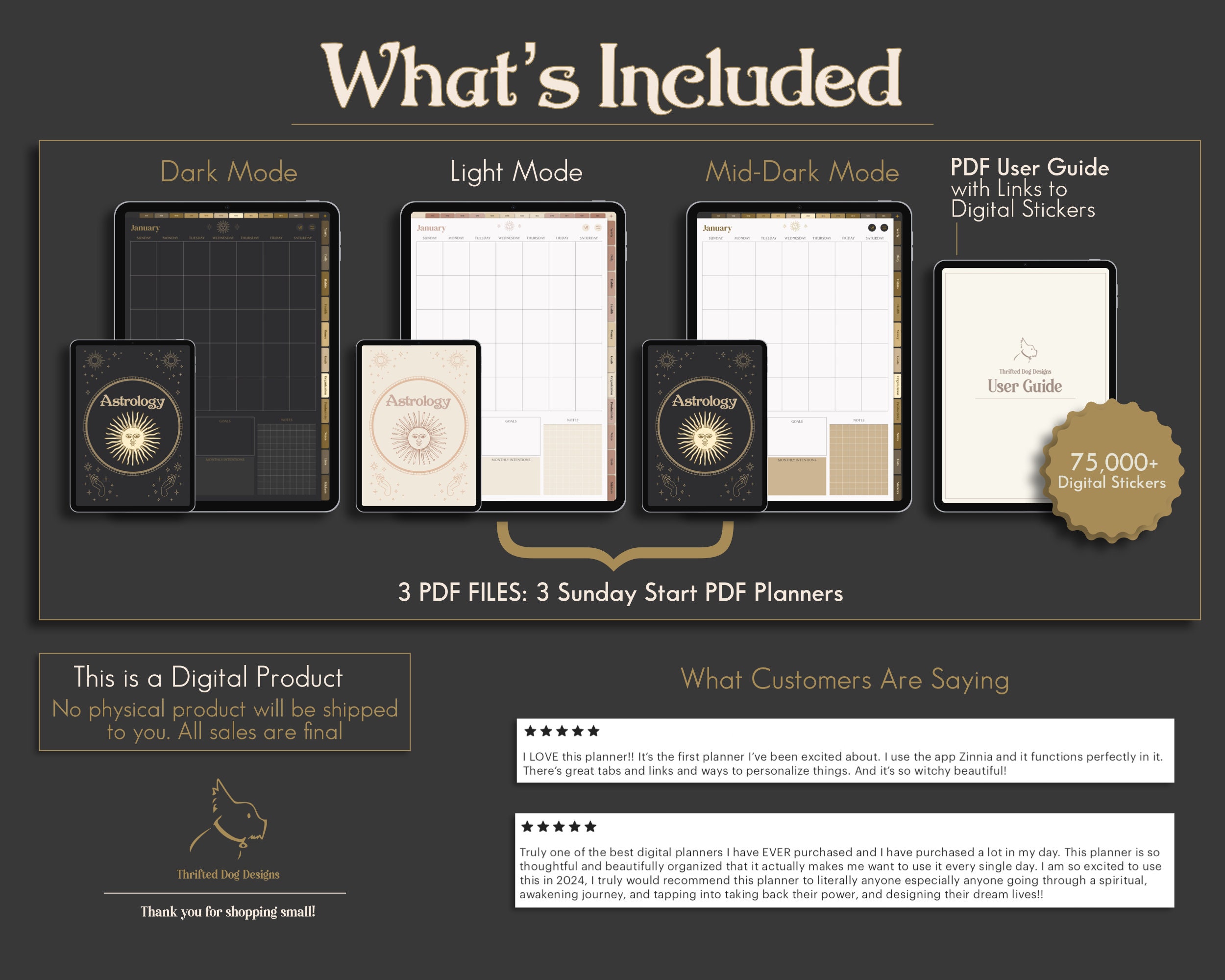 Astrology Digital Life Planner Bundle Sunday Start Custom