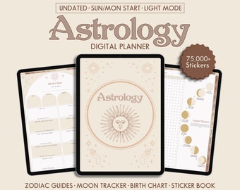 Witchy Astrological Digital Planner Guided Zodiac Manifestation Prompt Custom Birth Chart Daily Horoscope Journal Boho Lunar Diary GoodNotes