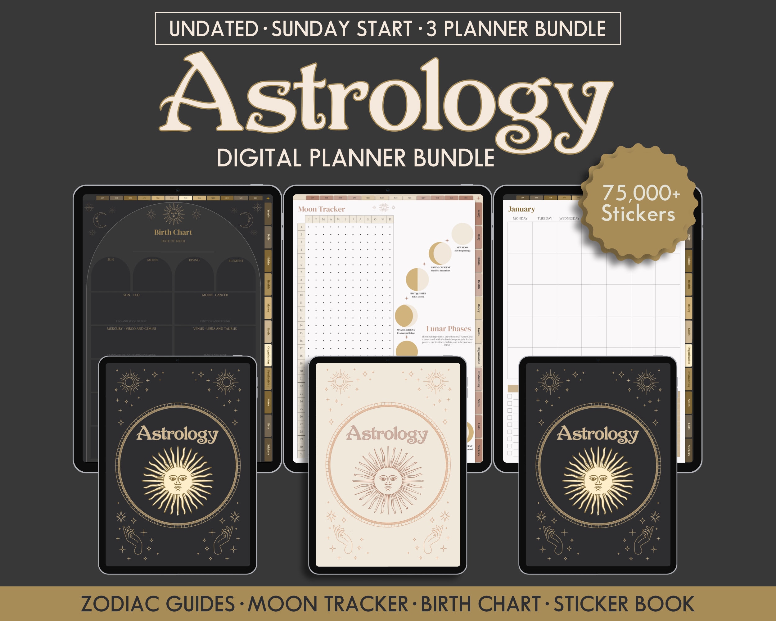 【オンラインショップ】 Digital Astrology Life Custom Start Sunday Bundle Planner その他