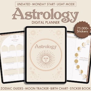 Witchy Astrologia Planejador Digital Segunda-feira Iniciar Diário do Zodíaco Gráfico de Nascimento Personalizado Diário Horóscopo Diário Boho Moon Intentions Journal GoodNotes