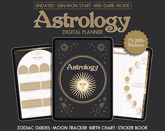 Moon Journal Astrology Digital Planner Zodiac Manifestation Guide Custom Birth Chart Daily Horoscope Cosmic Guidance GoodNotes Witch Planner