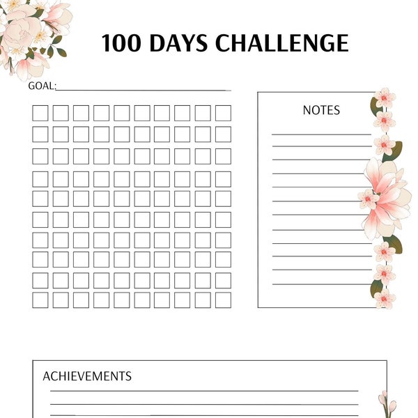 100 DAYS CHALLENGE PRINTABLE