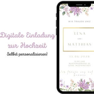 デジタル結婚式招待状、eカード結婚式、カスタマイズ可能なカードCanva、WhatsApp招待カード、花のデザイン