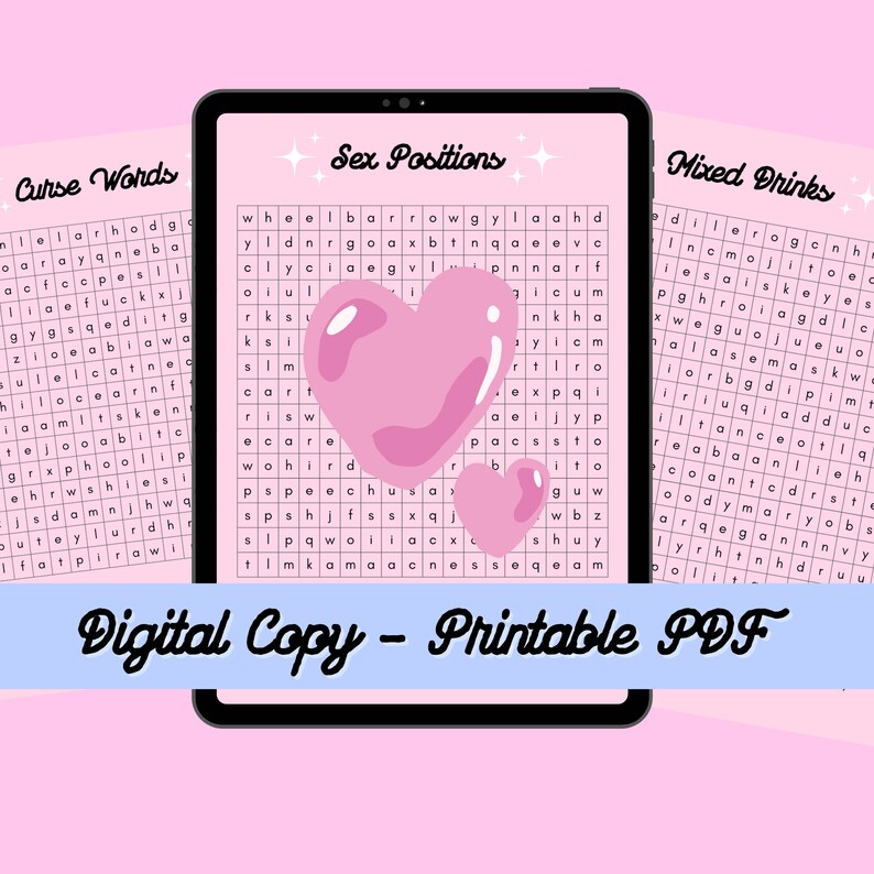 Adult Word Search Game Pink Word Search Printable Word Etsy