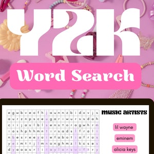 Y2K Word Search Book | PDF Word Search | Y2K Lover | Printable Word Search | Fun Word Search | 2000s Theme | Y2K Aesthetic | Y2K Nostalgia